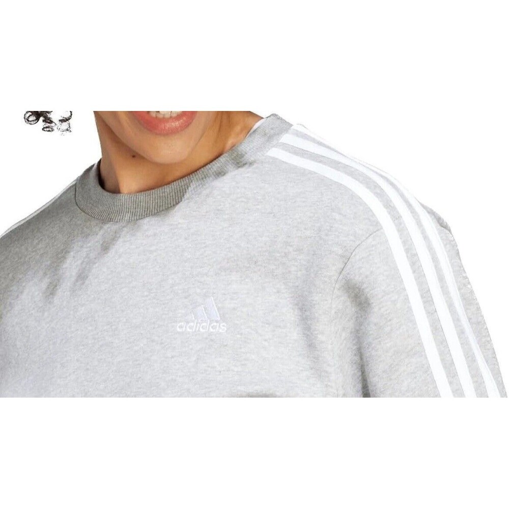 Adidas Women Essentials 3-stripes Fleece Sweatshirt XL Gray Heather *NEW* - Picture 4 of 5